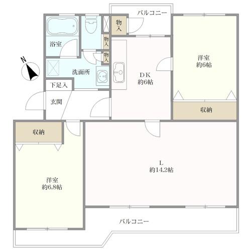 グリーンハイム検見川３号棟の間取図