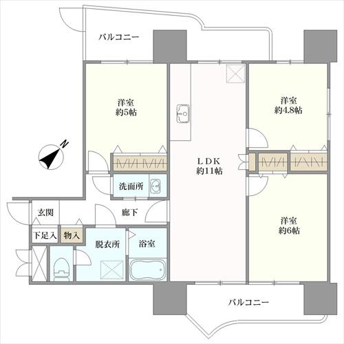 北緑丘第二住宅八号棟の間取図