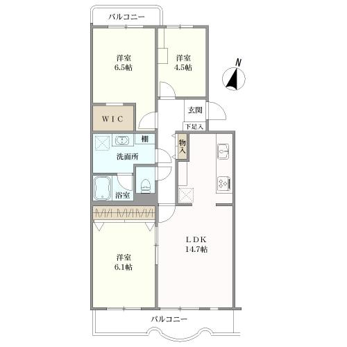 磯子レインボーハイツ１０－１号棟の間取図