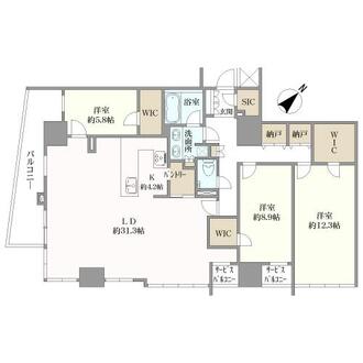 レーベン福岡天神　ＯＮＥ　ＴＯＷＥＲの間取図