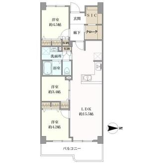 東砂３丁目ハイツの間取図