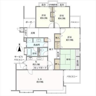 フローラ御影山手Ａ棟の間取図