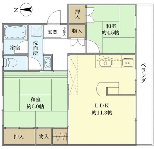 桂台団地2号棟の間取図