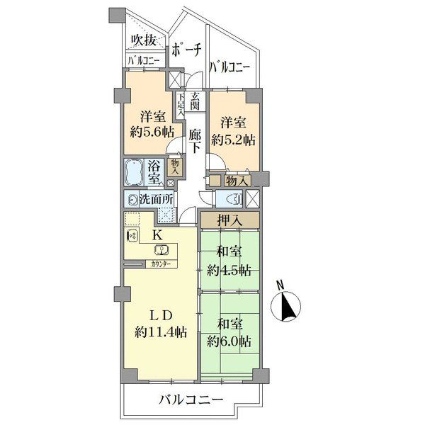クローバーハイツ上野芝の間取図