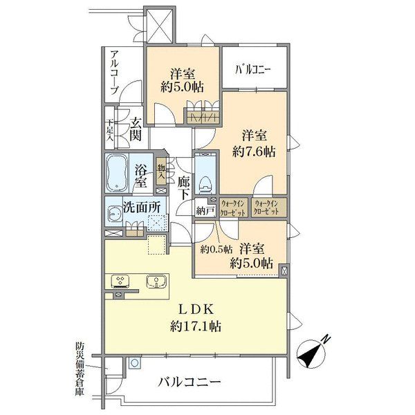 グランクレア昭和前山町の間取図