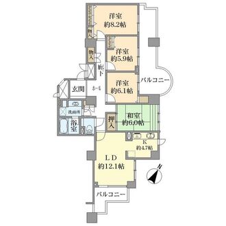エイ・シティタワーズウエストタワー2006号室の間取図
