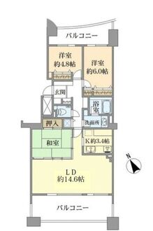ネクサス香椎セントラルガーデンウエストサイド6号棟の間取図
