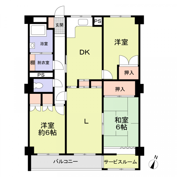 覚王山田代コーポラスＢ棟の間取図