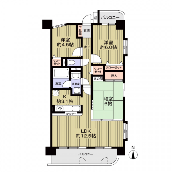 ライオンズマンション長居の間取図