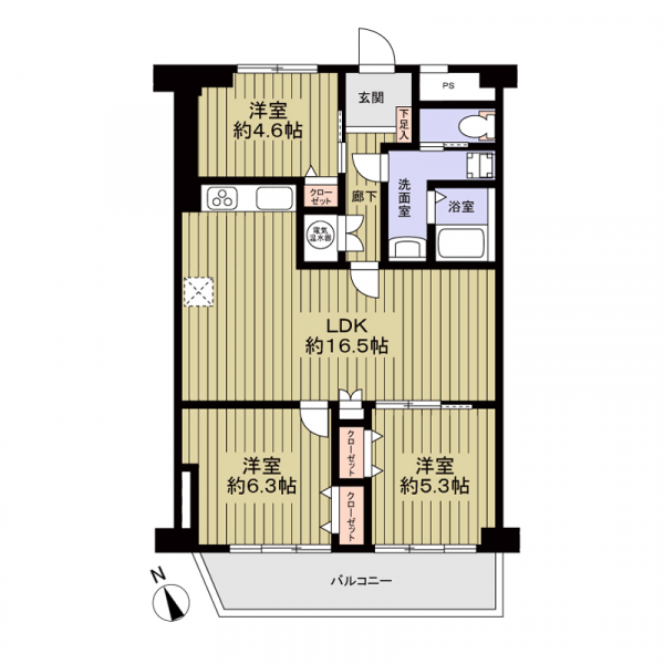 平針西住宅弐号棟の間取図