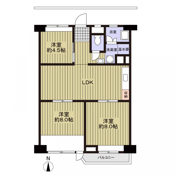 上社南住宅三号棟の間取図