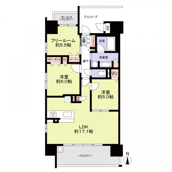 プレサンスロジェ高岳の間取図