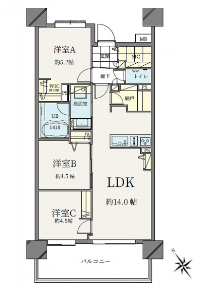 レクセル稲毛パークスの間取図