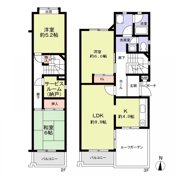 タウン上八事９号棟の間取図