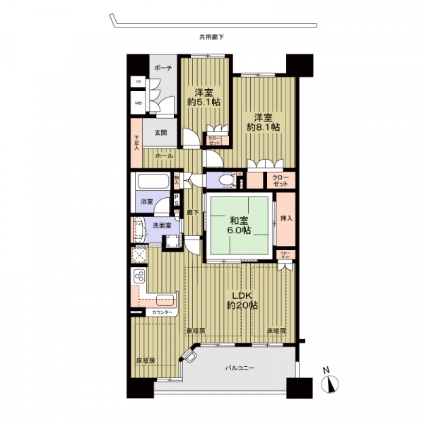 メリアA棟の間取図