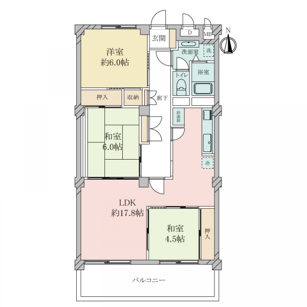 芦屋パレスハイツ南館の間取図