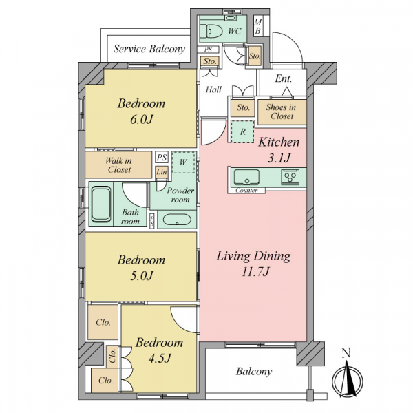 エクセレントシティ馬込ヒルズの間取図