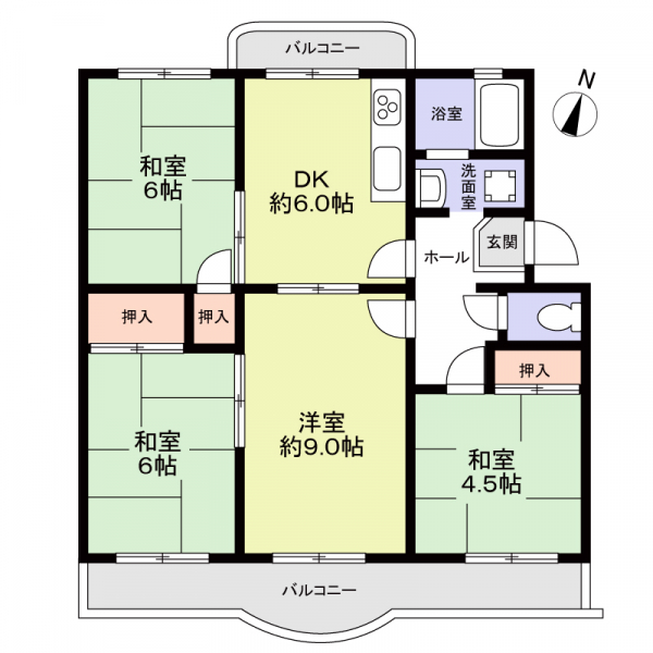 名谷２７団地１０７号棟の間取図