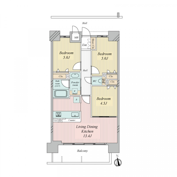 エスリード北田辺アーバンレジデンスの間取図