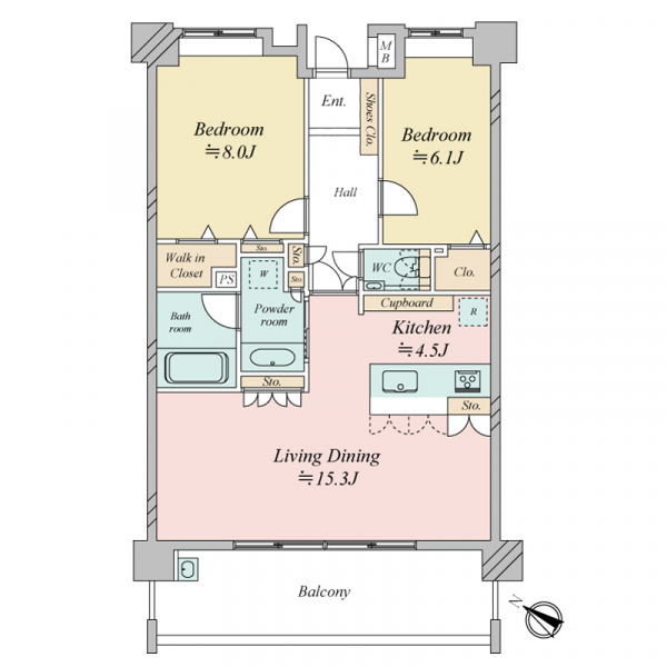 アンピール輝国の間取図