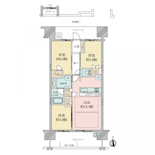 プラウド大阪同心の間取図