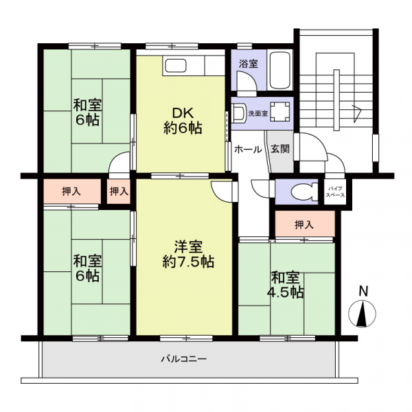 名谷８団地３８号棟の間取図