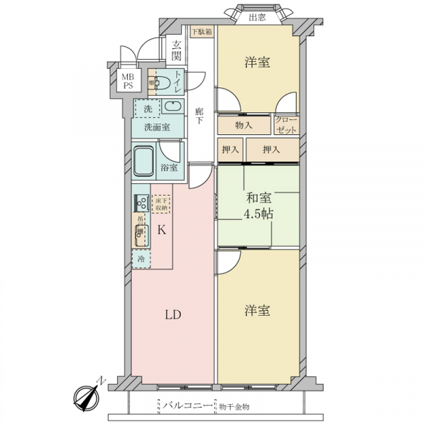 ダイアパレス上大岡第六Bの間取図