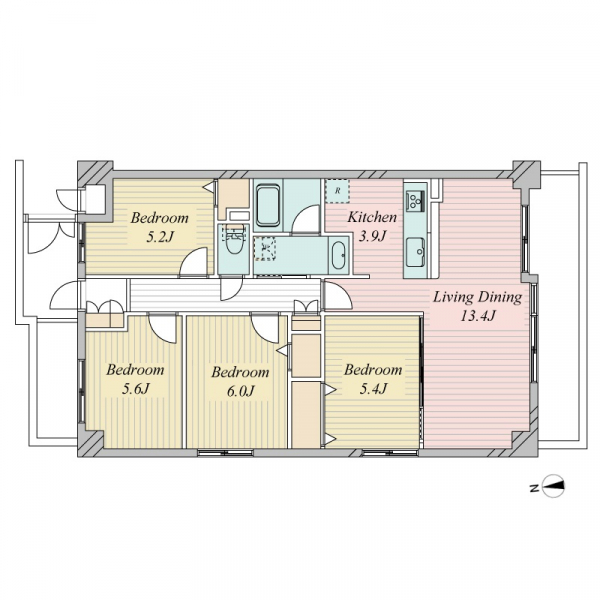 西田辺グリーンマンションの間取図