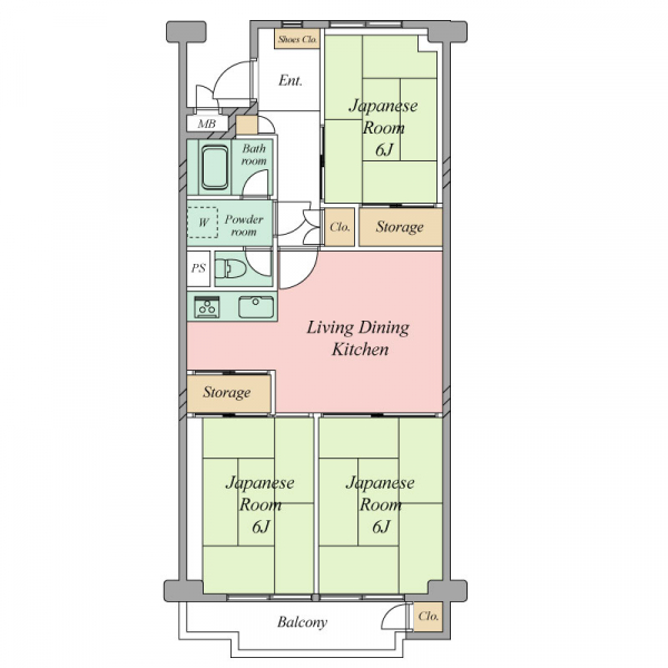 狛江ハイタウン1号棟の間取図