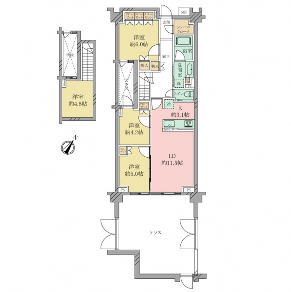 世田谷喜多見ザ・テラスの間取図