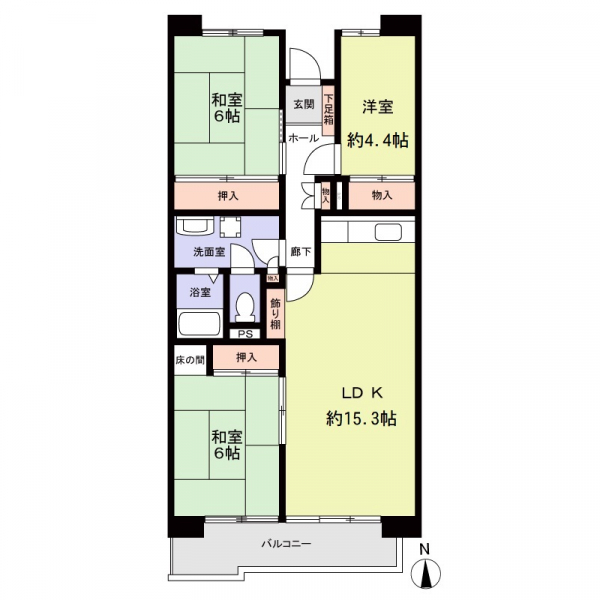 サンハイツ八事ふじみ　Ｂ棟の間取図