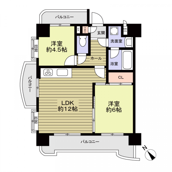 ライオンズマンション康生通第２の間取図