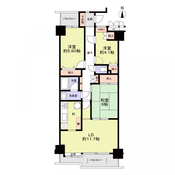 ダイアパレス東白壁Ａ棟の間取図