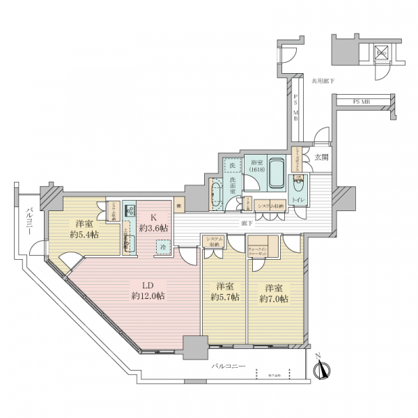 阿波座ライズタワーズフラッグ４６の間取図