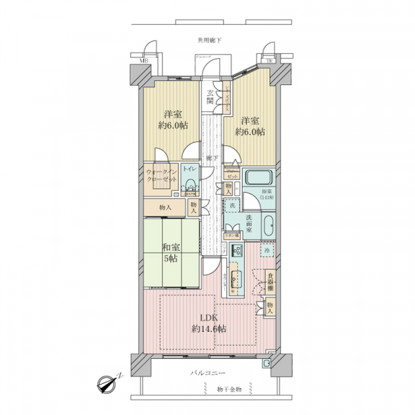 リバーガーデンみなとみさき団地Ｂ棟の間取図