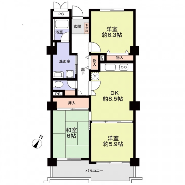 名鉄刈谷御幸ハイツの間取図