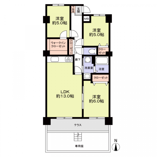 堀田サンハイツＡ棟の間取図