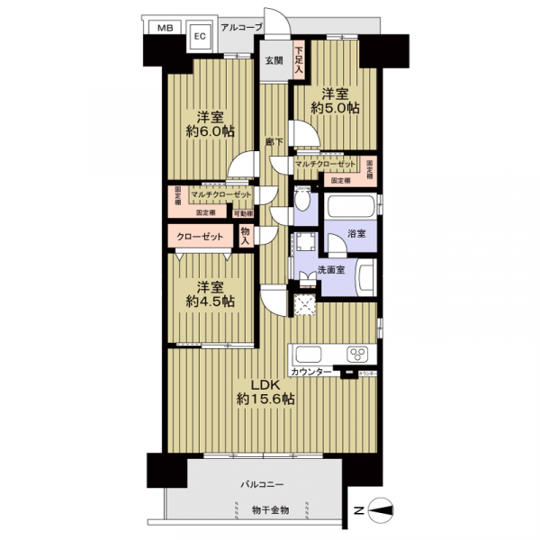 なかもずオールズ・グランコートの間取図
