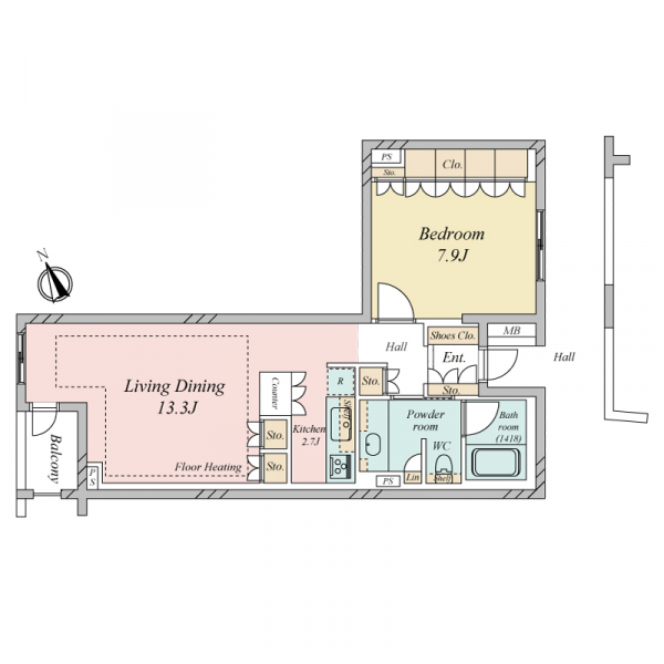 プラウドジェム市ヶ谷の間取図