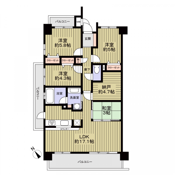 シーアイマンション左京山ヒルズの間取図