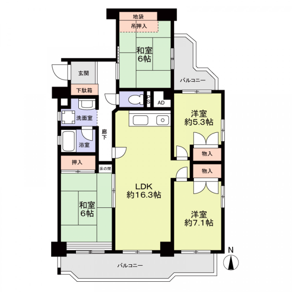 サンヴェールひょうたん山の間取図