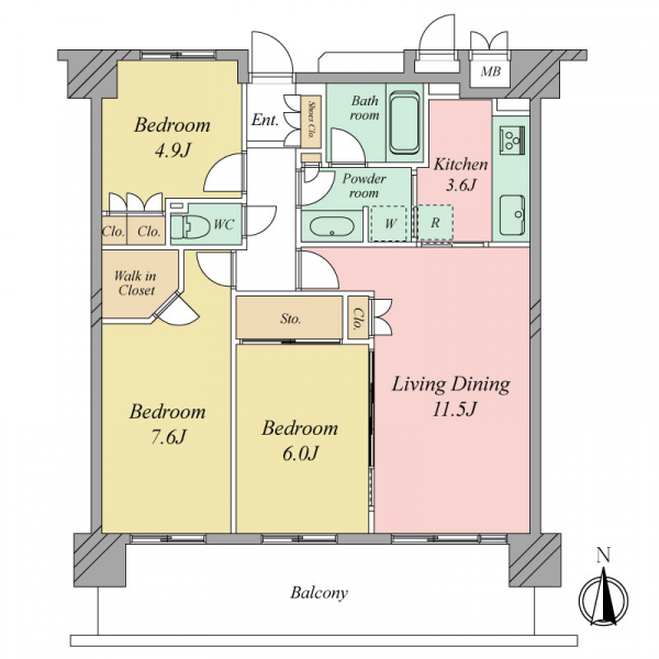 メイフェアパークス溝の口Ｅ棟の間取図