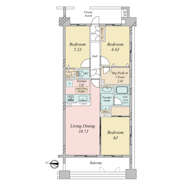クレストフォルム東京ビューフォートの間取図