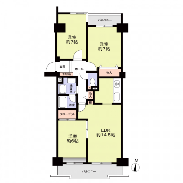 神宮東コーポラスS棟の間取図