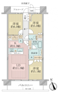 ジオ天六ツインタワーズＷＥＳＴ棟の間取図