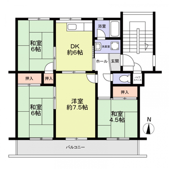名谷８団地３８号棟の間取図