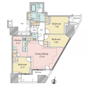 プラウドタワー東池袋ステーションアリーナの間取図