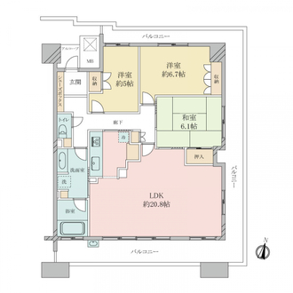 パークホームズ福島エルグレースの間取図