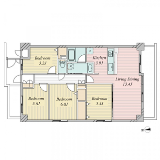 西田辺グリーンマンションの間取図