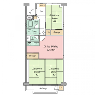 狛江ハイタウン１号棟の間取図